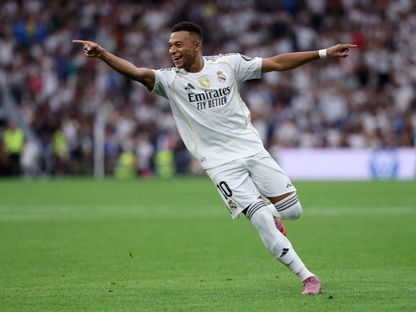 كيليان مبابي مهاجم ريال مدريد يحتفل بهدفه في مرمى إسبانيول في الدوري الإسباني - 20 سبتمبر 2025 - Reuters