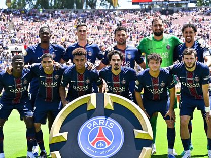 لاعبو باريس سان جيرمان قبل مواجهة أتلتيكو مدريد في كأس العالم للأندية - 15 يونيو 2025 - ْX@PSG_inside