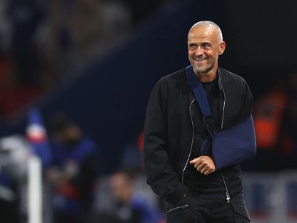 مدرب باريس سان جيرمان لويس إنريكي بعد مباراة ضد أتالانتا في دوري أبطال أوروبا - 17 سبتمبر 2025 - REUTERS