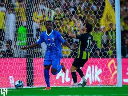 سعود عبد الحميد لاعب الهلال يحتفل بعد تسجيله في مرمى الاتحاد بنصف نهائي كأس الملك - 30 أبريل 2024 - X/@Alhilal_FC