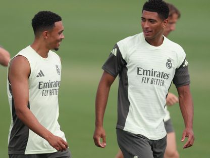 ألكسندر أرنولد وجود بيلينغهام من تدريبات ريال مدريد خلال كأس العالم للأندية - 21 يونيو 2025 - Reuters