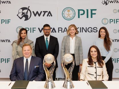 خلال توقيع شراكة استراتيجية بين صندوق الاستثمارات العامة السعودي واتحاد لاعبات التنس المحترفات - 20 مايو 2024 - X/PIFSaudi