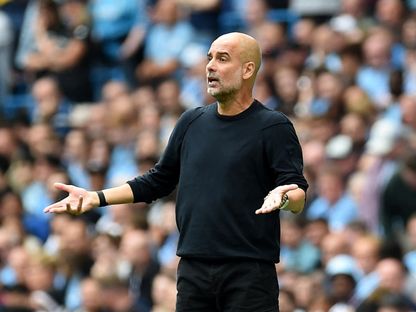 بيب غوارديولا مدرب مانشستر سيتي خلال مواجهة توتنهام في الدوري الإنجليزي الممتاز - 23 أغسطس 2025 - Reuters