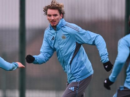 الألماني نيك فولتماده خلال تدريب لنيوكاسل يونايتد - 3 فبراير 2026 - X/@NUFC