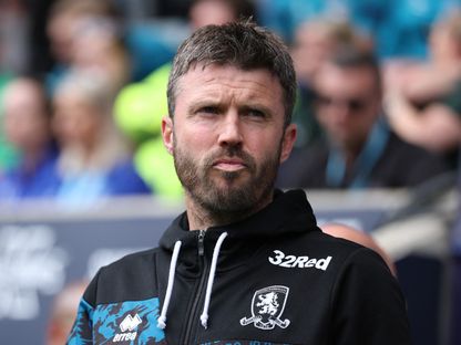 المدرب مايكل كاريك خلال مباراة لفريقه السابق ميدلزبره ضد كوفنتري سيتي - 3 مايو 2025 - REUTERS