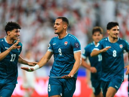 احتفال لاعبي العراق بتسجيل هدف في مرمى الإمارات بالملحق الآسيوي - 13 نوفمبر 2025 - FB/@Iraq National Team