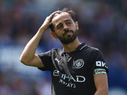 برناردو سيلفا محبطاً خلال مباراة بين مانشستر سيتي وبرايتون – 31 أغسطس 2025 - Action Images via Reuters