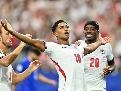 جود بيلينغهام يحتفل بهدفه خلال مباراة إنجلترا وكرواتيا بكأس العالم - 17 يونيو 2026 - Reuters