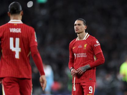 داروين نونيز محبطاً بعد هزيمة ليفربول أمام نيوكاسل يونايتد في نهائي "كأس كاراباو" - 16 مارس 2025 - Reuters