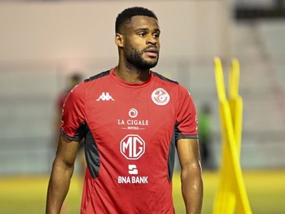 فراس شواط مهاجم تونس خلال تدريب - 18 يونيو 2026 - X/@Équipe Nationale Tunisienne
