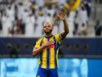 ياسين براهيمي يحتفل بتسجيله هدفاً للغرافة في مرمى السد بنهائي كأس أمير قطر - 9 مايو 2025 - X/QFA