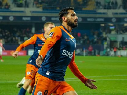 النجم الأردني موسى التعمري مهاجم مونبلييه يحتفل بهدفه في شباك موناكو - 17 يناير 2025 - X/MontpellierHSC