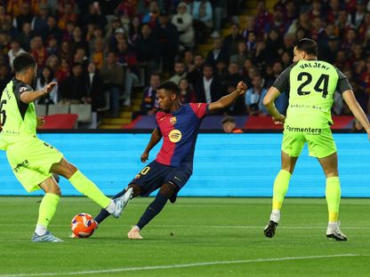 أنسو فاتي لاعب برشلونة خلال مواجهة مايوركا في الدوري الإسباني - 2025 - REUTERS