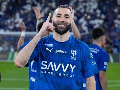 كريم بنزيما يحتفل بتتويج الهلال بلقب كأس الملك السعودي - 8 مايو 2026 - X/KingCupSA