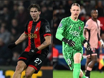 الأوكراني إيليا زابارني الصفقة المنتظرة لباريس سان جيرمان وبجواره الحارس الروسي ماتفي سافونوف الذي قد يزامله - 9 أغسطس 2025 - x@lequipe