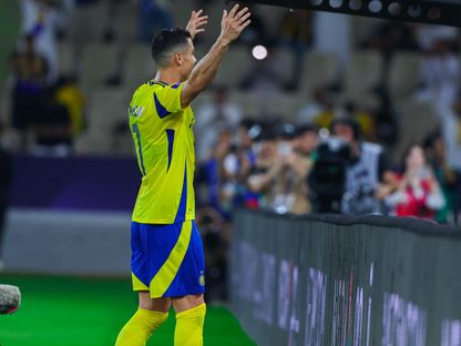 كريستيانو رونالدو نجم النصر يحتفل بتسجيل هدف في مرمى يوكوهاما مارينوس الياباني في ربع نهائي دوري أبطال آسيا للنخبة - 26 أبريل 2025 - X/@AlNassrFC