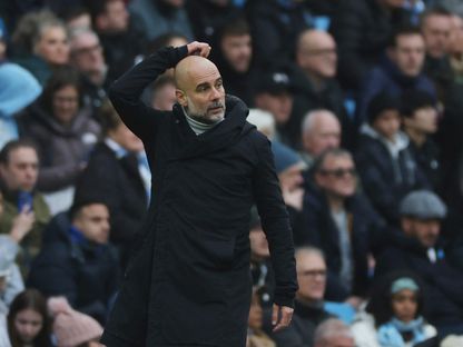 مدرب مانشستر سيتي بيب غوارديولا خلال مباراة ضد برايتون - 15 مارس 2025 - Reuters