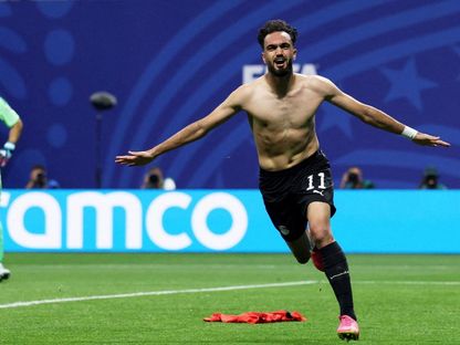 مصطفى زيكو بعد تسجيله لهدف لصالح مصر أمام الأرجنتين في دور الـ 16 بكأس العالم - 7 يوليو 2026 - reuters