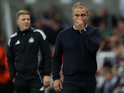 هانزي فليك من مباراة برشلونة ونيوكاسل بدوري أبطال أوروبا - 18 سبتمبر 2025 - Reuters