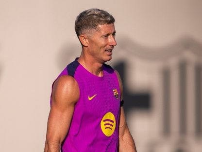 روبرت ليفاندوفسكي في تدريبات برشلونة - 8 أغسطس 2025 - X/@FCBarcelona