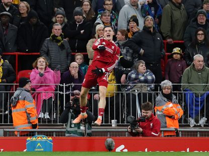 فلوريان فيرتز لاعب ليفربول يحتفل بهدفه أمام ولفرهامبتون في الدوري الإنجليزي الممتاز - 27 ديسمبر 2025 - Reuters