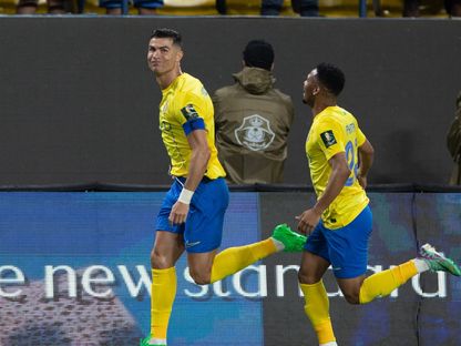 كريستيانو رونالدو مهاجم نادي النصر يحتفل بهدفه في شباك الخليج بنصف نهائي كأس الملك - 1 مايو 2024 - X/@KingCupSA