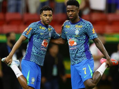 فينيسيوس جونيور ورودريغو قبل لقاء البرازيل وكولومبيا بتصفيات كأس العالم - 21 مارس 2025 - Reuters