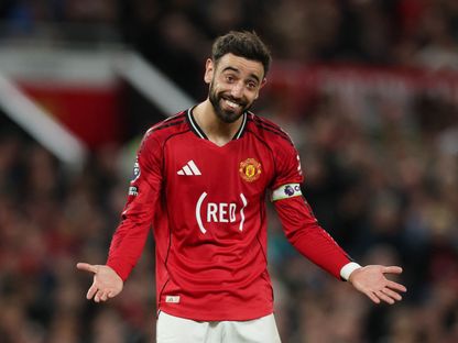 برونو فيرنانديز خلال مباراة مانشستر يونايتد وبرينتفورد بالدوري الإنجليزي الممتاز - 27 أبريل 2026 - Reuters