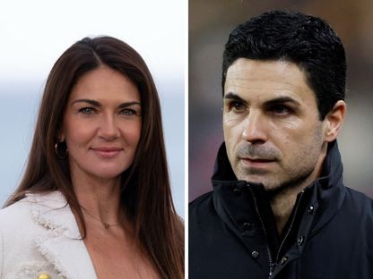 مدرب أرسنال ميكيل أرتيتا وزوجته لورينا برنال في صورة مُركبة - الشرق