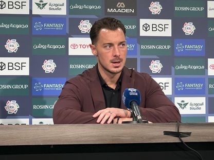 ماتياس يايسله مدرب الأهلي خلا مؤتمر صحافي بعد مباراة ضد الرياض بالدوري السعودي - 30 أكتوبر 2025 - X/@aawsat_spt
