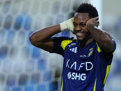 جون دوران مهاجم النصر يحتفل بتسجيل هدف في مرمى الأخدود بدوري روشن السعودي - 12 مايو 2025 - X/@AlNassrFC