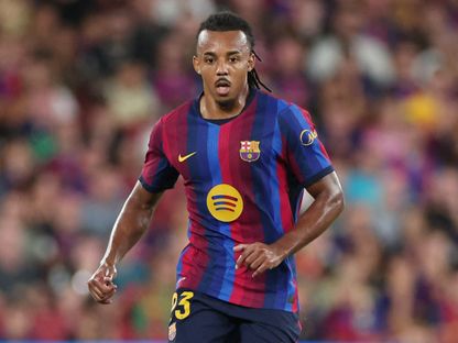 لاعب برشلونة جول كوندي خلال مباراة رايو فايكانو في الدوري الإسباني -31 أغسطس 2026 - Reuters