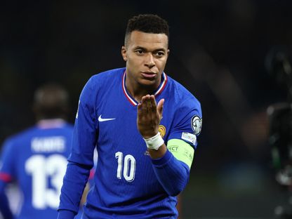 كيليان مبابي مهاجم فرنسا يحتفل بهدفه الأول في مرمى أوكرانيا في تصفيات كأس العالم 2026 - 13 نوفمبر 2025 - Reuters