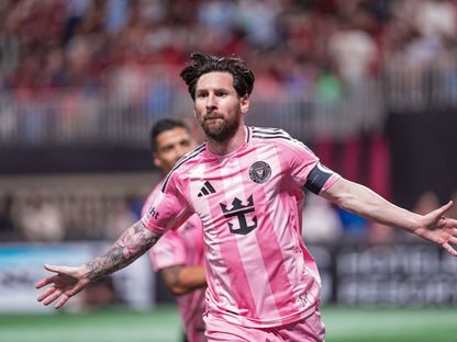 ليونيل ميسي قائد إنتر ميامي يحتفل بالتسجيل أمام إنتر ميامي - 16 مارس 2025 - Reuters