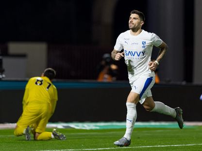 فرحة روبن نيفيز بهدفه في مباراة نيوم والهلال بدوري روشن السعودي - 18 يناير 2026 - X/Alhilal_FC