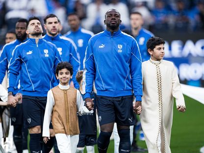 لاعبو الهلال قبل مباراة الاتحاد في "جولة التأسيس" بالدوري السعودي - 21 فبراير 2026 - X/Alhilal_FC