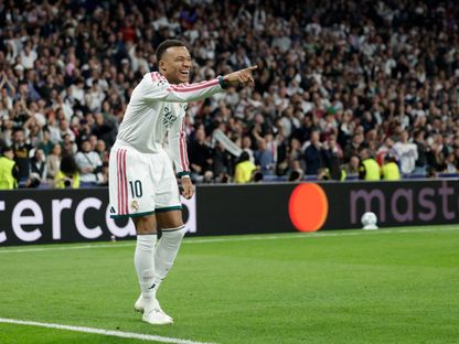 كيليان مبابي يحتفل بهدف أردا غولر خلال مباراة ريال مدريد ولايبزيغ بدوري أبطال أوروبا - 21 أكتوبر 2026 - Reuters