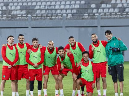 لاعبو المغرب قبل مواجهة أوغندا في تصفيات كأس العالم - 18 نوفمبر 2025 - X/@EnMaroc
