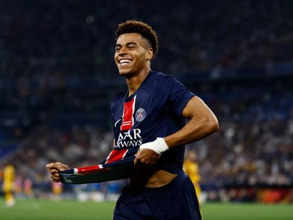 ديزيري دوي نجم باريس سان حيرمان يحتفل بتسجيل الهدف الثالث في مرمى إنتر ميلان بنهائي دوري أبطال أوروبا - 31 مايو 2025 - Reuters