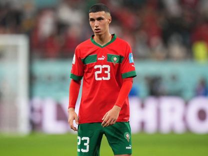 لاعب المنتخب المغربي بلال الخنوس خلال مباراة كرواتيا بكأس العالم قطر 2022 - 17 سبتمبر 2023 - Twitter/EnMaroc