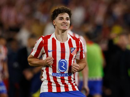 جوليان ألفاريز خلال مباراة أتلتيكو مدريد وريال سوسيداد بنهائي كأس ملك إسبانيا - 18 أبريل 2026 - Reuters