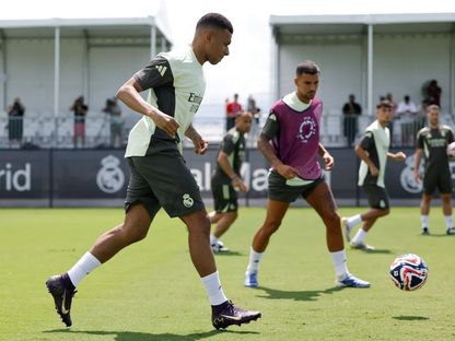 لاعب ريال مدريد كيليان مبابي يشارك في تدريبات الفريق في كأس العالم للأندية - 25 يونيو 2025 - www.realmadrid.com