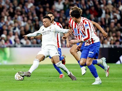كيليان مبابي خلال مباراة ريال مدريد وأتلتيكو مدريد بالدوري الإسباني - 22 مارس 2026 - Reuters