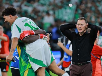 ردة فعل ماتياس يايسله مدرب الأهلي بعد التتويج بلقب دوري أبطال آسيا للنخبة على حساب كاوازاكي الياباني - 3 مايو 2025 - Reuters