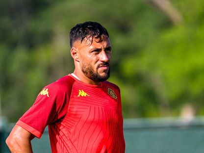 يوسف بلايلي نجم الترجي الرياضي التونسي في حصة تدريبية استعداداً لمواجهة فلامنغو بكأس العالم للأندية - 14 يونيو 2025 - FB/@Espérance Sportive de Tunis