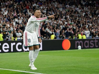 كيليان مبابي يحتفل بهدف أردا غولر خلال مباراة ريال مدريد ولايبزيغ بدوري أبطال أوروبا - 21 أكتوبر 2026 - Reuters