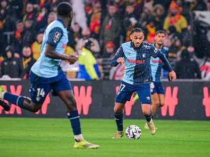 المغربي سفيان بوفال لاعب لوهافر خلال مواجهة لانس في الدوري الفرنسي - 31 يناير 2026 - X/@HAC_Foot