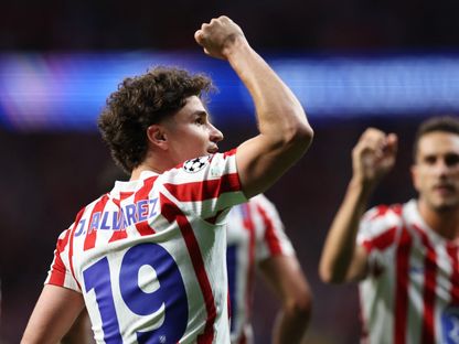 خوليان ألفاريز مهاجم أتلتيكو مدريد يحتفل بعد تسجيله هدفاً في شباك أرسنال - 29 أبريل 2026 - REUTERS