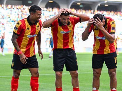 احتفال لاعبي الترجي بتسجيل هدف في مرمى الأولمبي الباجي بالدوري التونسي - 24 سبتمبر 2025 - FB/@Espérance Sportive de Tunis