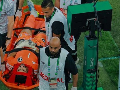 نواف العقيدي حارس السعودية يغادر مباراة الكويت مصابا في خليجي 27 - 23 سبتمبر 2026 - X/@aawsat_spt